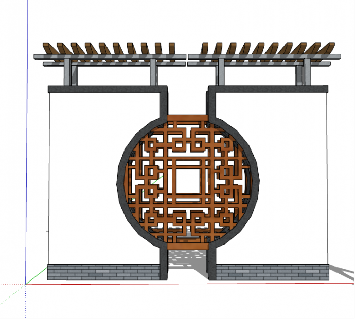 中式古典文艺木式花纹景墙su模型_图1