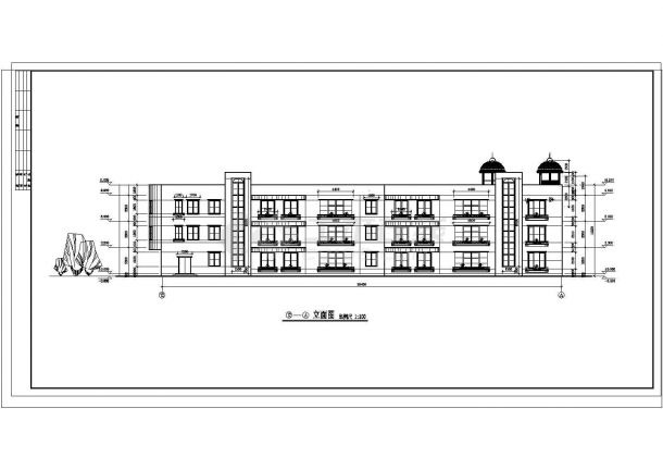 三层砖混结构小区幼儿园教学楼设计施工cad图纸，共十六张-图二