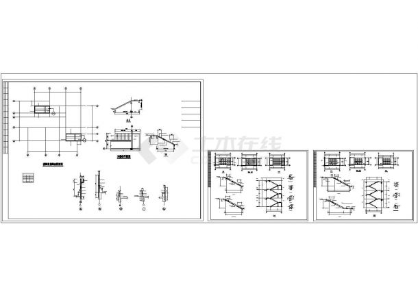小区幼儿园三层教学楼框架结构设计施工cad图，共十二张-图一