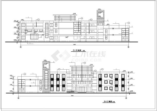 蚌埠幼儿园三层教学楼规划设计建筑施工cad图，共七张-图一