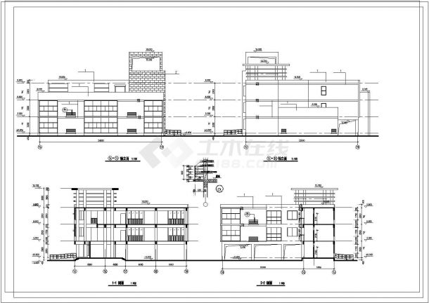 蚌埠幼儿园三层教学楼规划设计建筑施工cad图，共七张-图二