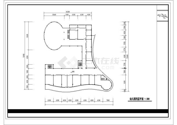 七彩幼儿园四层教学楼规划设计建筑施工cad图纸，共六张-图一