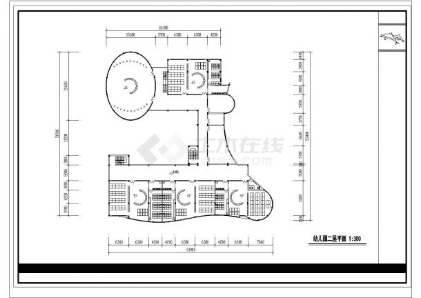 七彩幼儿园四层教学楼规划设计建筑施工cad图纸，共六张-图二