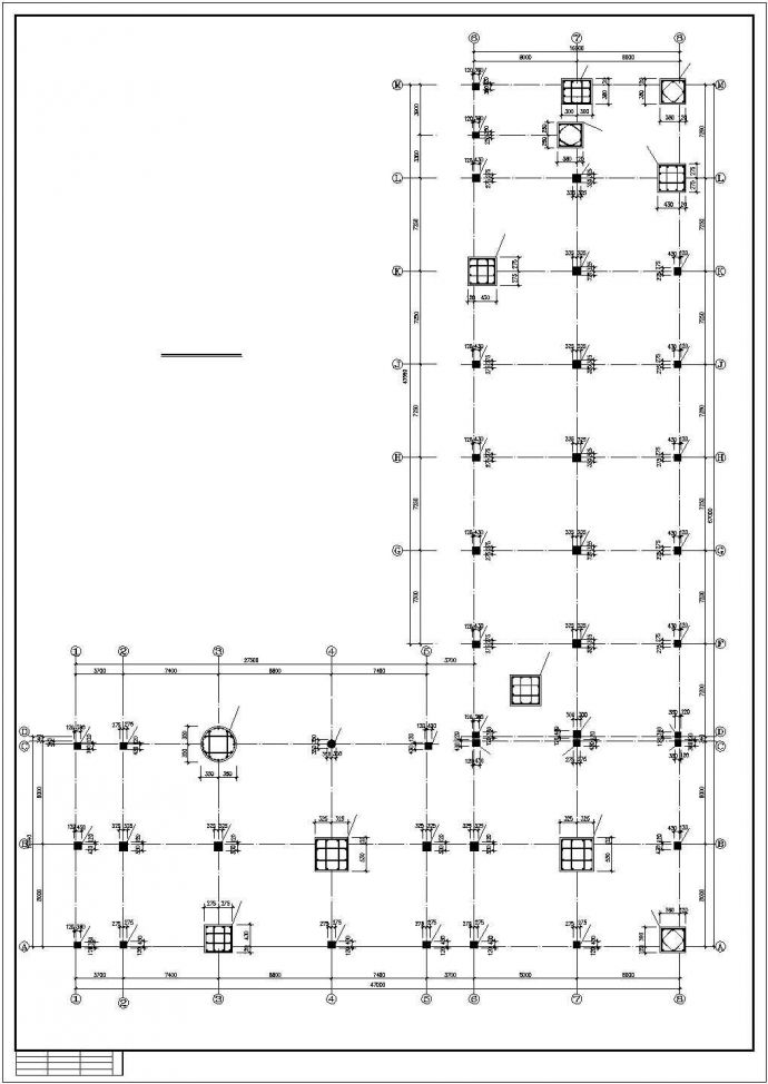 温州市博康仪表有限公司某5层全框架L形生产车间办公楼结构CAD图_图1