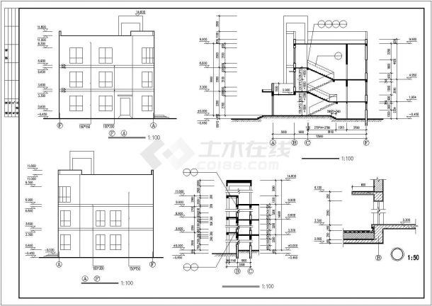 林枫幼儿园三层教学楼规划设计建筑施工cad图纸，共七张-图二