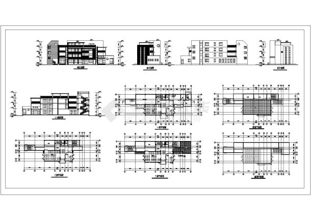 四层小型幼儿园教学楼规划设计建筑施工cad图，共九张-图一
