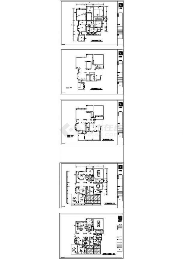 某法式风格独栋别墅450㎡CAD建筑设计完整全套平面施工图纸（内含设计说明+效果图） -图二