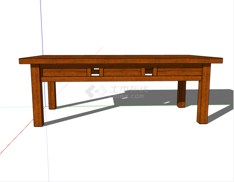 中式经典简单木质长方形桌子家具su模型-图二