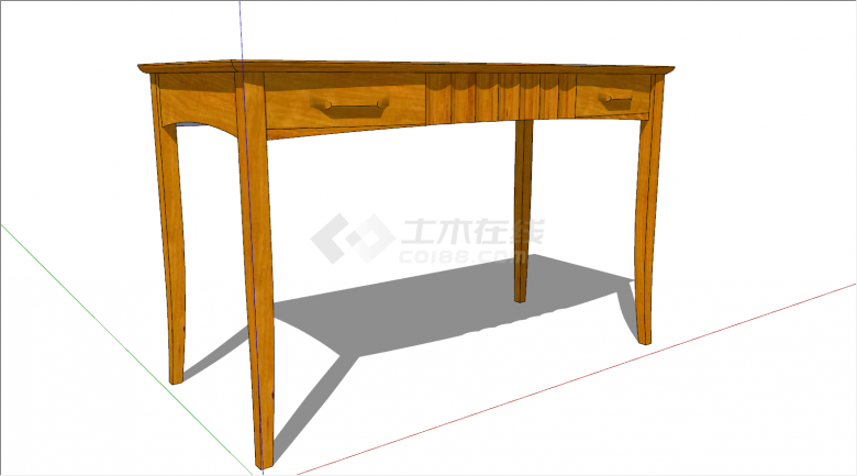 带抽屉书房中式书桌家具 su模型-图二