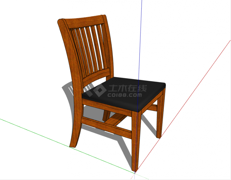 中式经典木质四方高脚带靠背椅子家具su模型-图一
