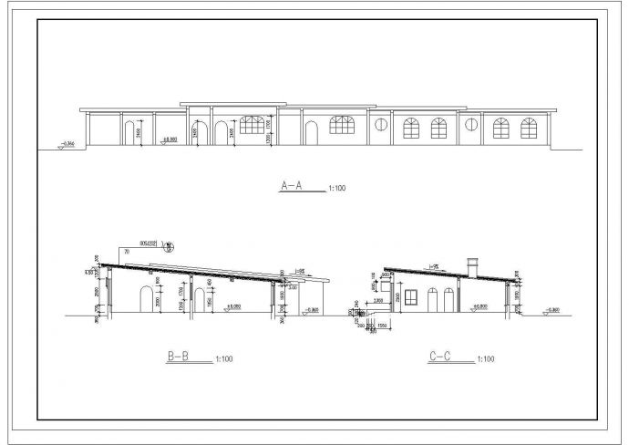 831平方米4班幼儿园建筑设计施工cad图，共六张_图1