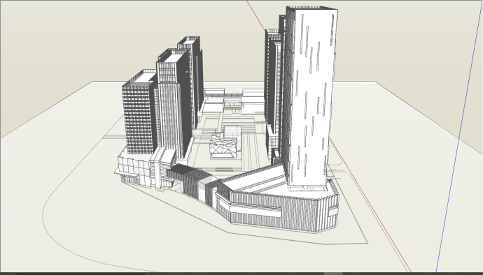 科技产业园楼层居多高大科技园区su模型_图1