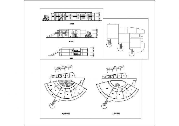 二层幼儿园教学楼建筑设计施工cad图，共三张_图1