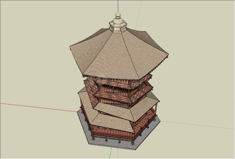 中式传统仿古木质攒尖顶塔su模型-图二
