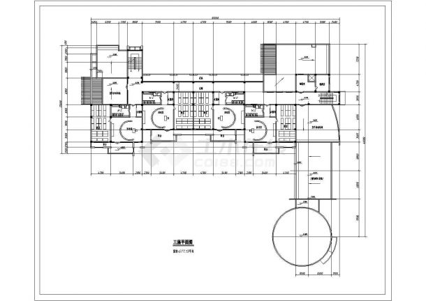 2763平方米幼儿园教学楼建筑设计施工cad图，共四张-图二