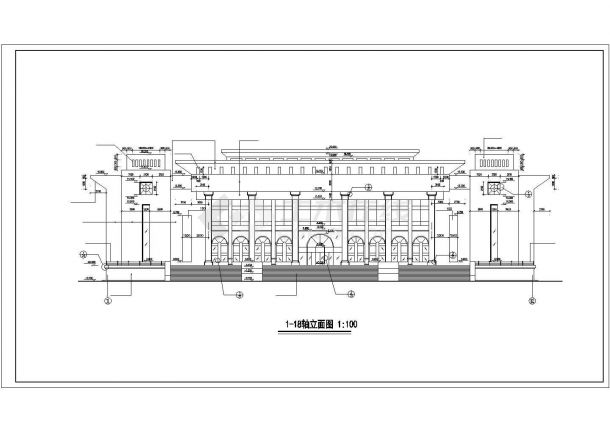 某地区城市中心大学礼堂综合楼建筑完整设计CAD资料-图二