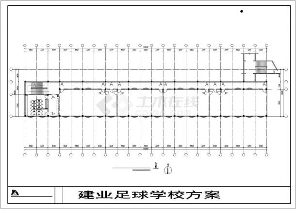 某地区市郊足球学校建筑完整设计CAD资料-图二