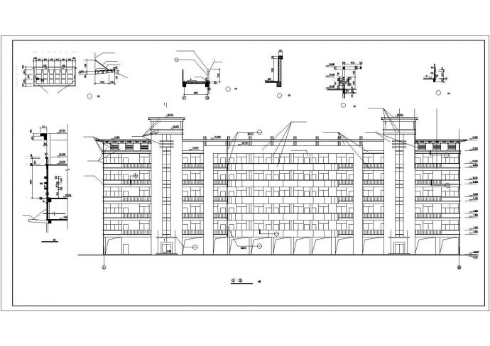 某地区市郊中学教学楼建筑完整设计CAD资料_图1