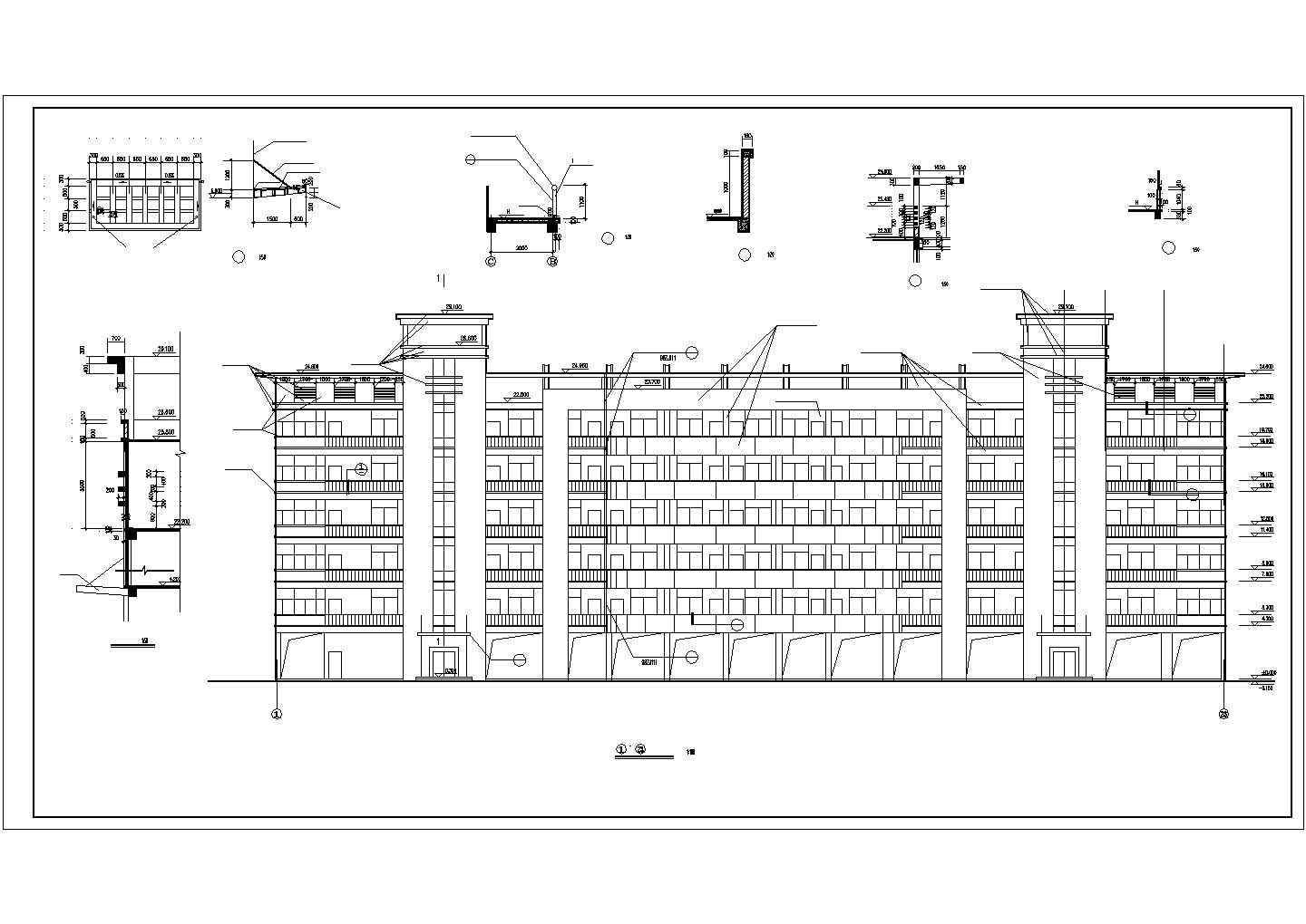 某地区市郊中学教学楼建筑完整设计CAD资料