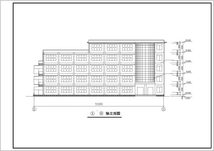 某地区市郊大学城学院教学楼建筑完整设计CAD资料_图1