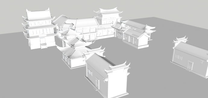 中式复古多阁楼化住宅su模型_图1
