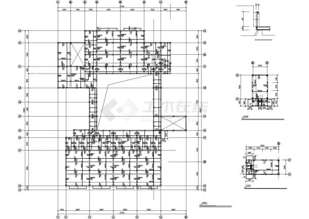三层框架结构幼儿园建筑结构设计施工cad图，共二十六张-图一