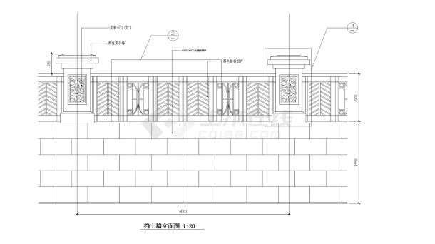 某重力式挡土墙上栏杆大样施工参考CAD详图-图二