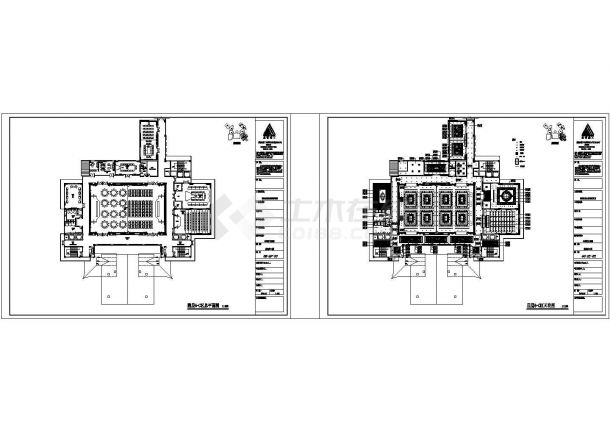 某大唐宴会厅CAD室内装修设计平面图纸（含施工说明和效果图）-图一