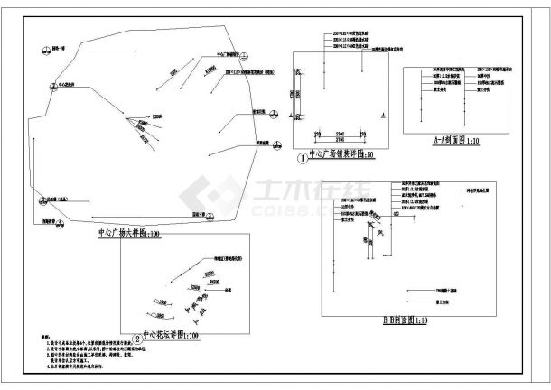 某社区公园CAD景观设计施工图（含施工说明和效果图）-图一