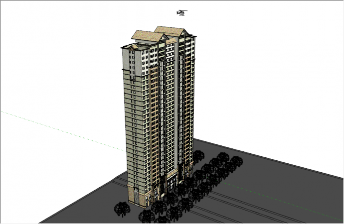 现代居住小区高层住宅建筑su模型_图1