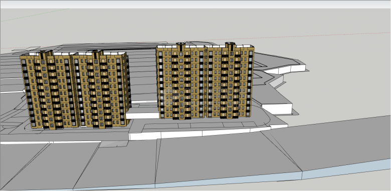 两栋带楼顶的一梯两户住宅su模型-图一