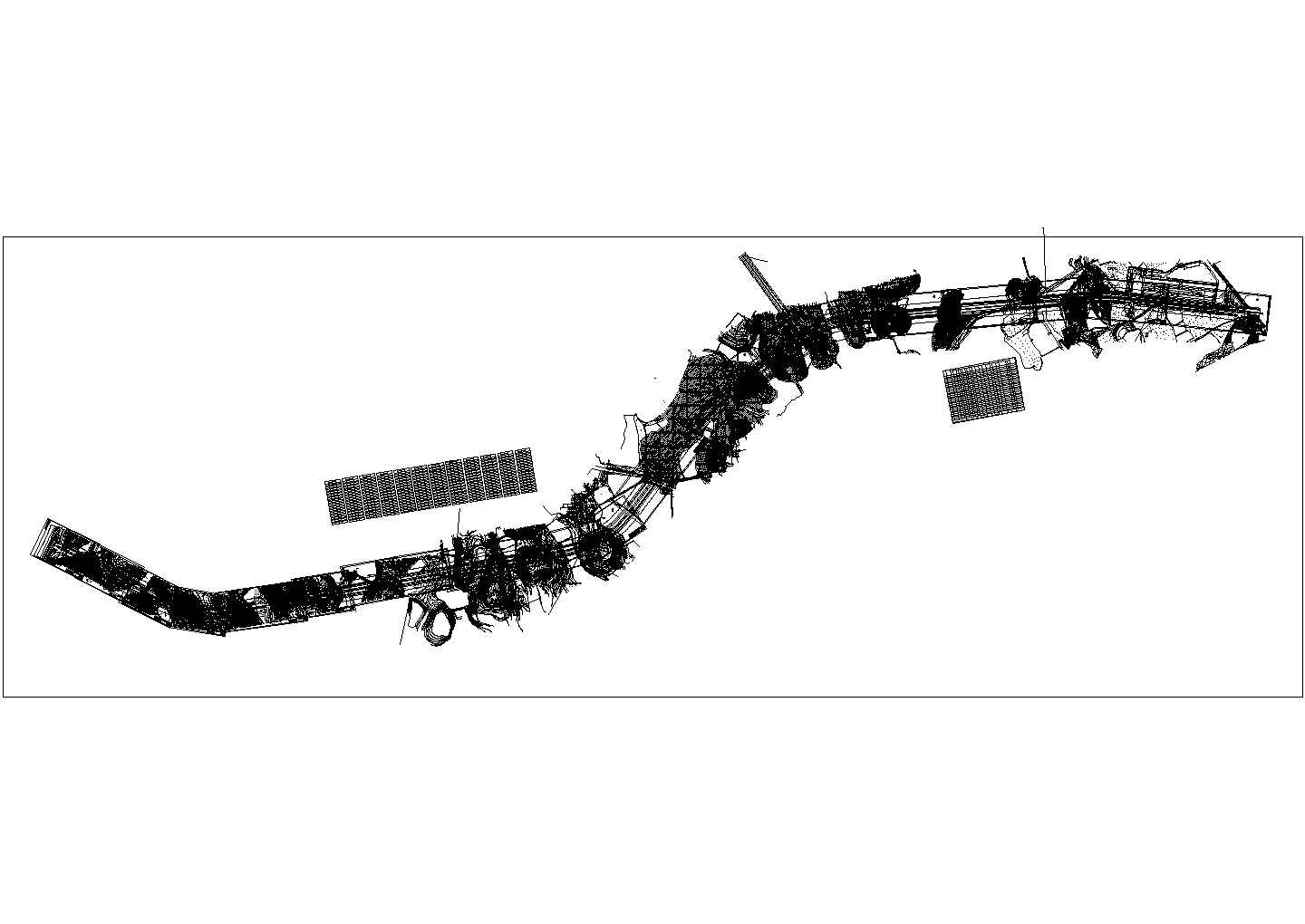 某东莞桥CAD钢结构设计图纸（含各模块平立面图和效果图）