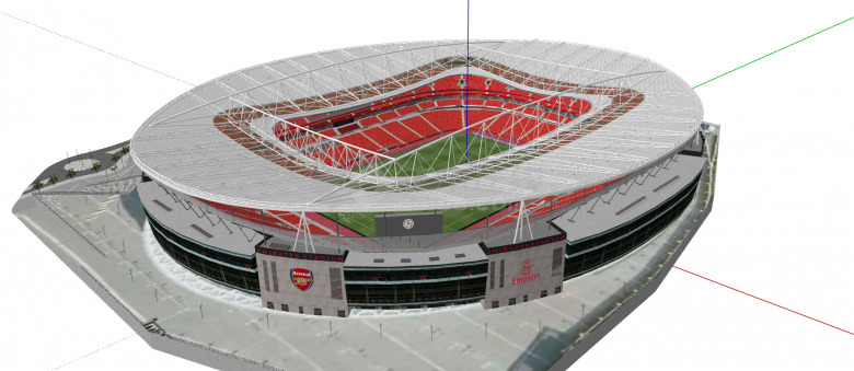巨形现代化足球场su模型-图二