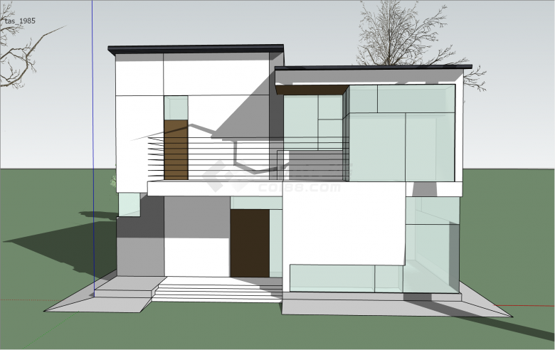 简约现代风格双层住宅su模型-图一