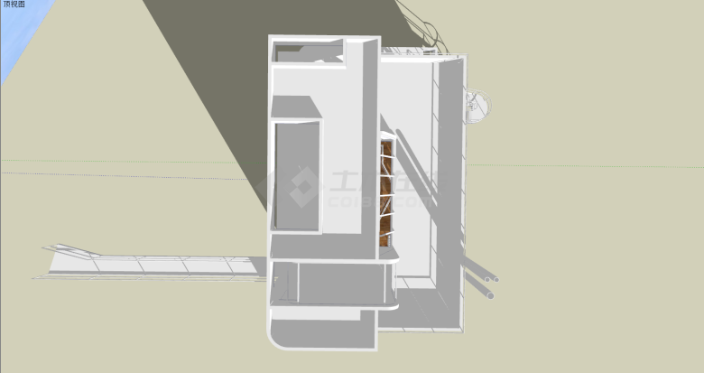 工业风简约 白色三层海景房su模型-图一