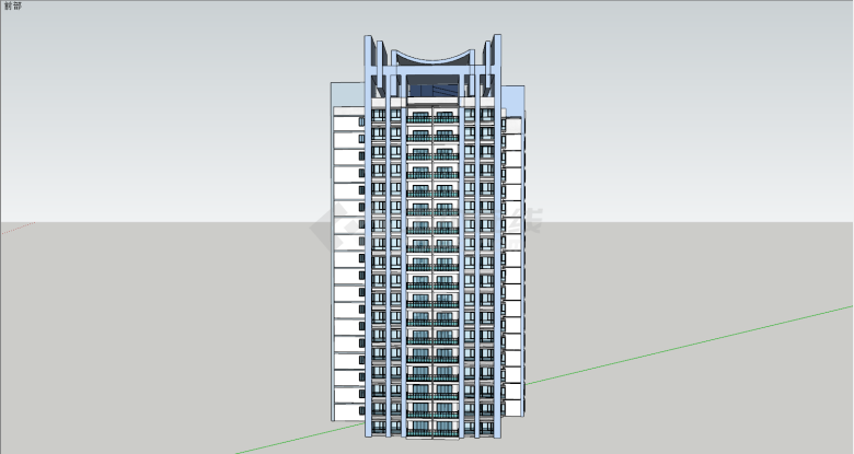 现代风格高层小区楼su模型-图一