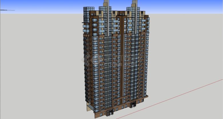 现代两梯四户住高层宅su模型-图一