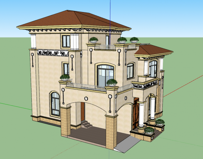 高贵的欧式古典风格别墅su模型_图1