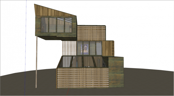 现代风木质建筑别墅su模型_图1