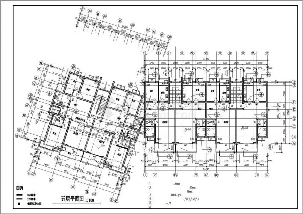 4千平米6+1层框混结构商住楼建筑设计CAD图纸（1-4层半商用）-图一