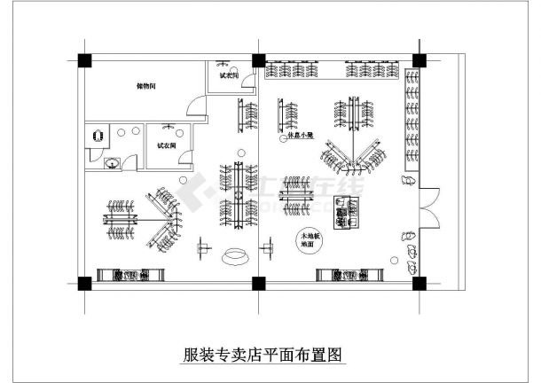 某时尚服装专卖店装修设计cad施工布置图-图二