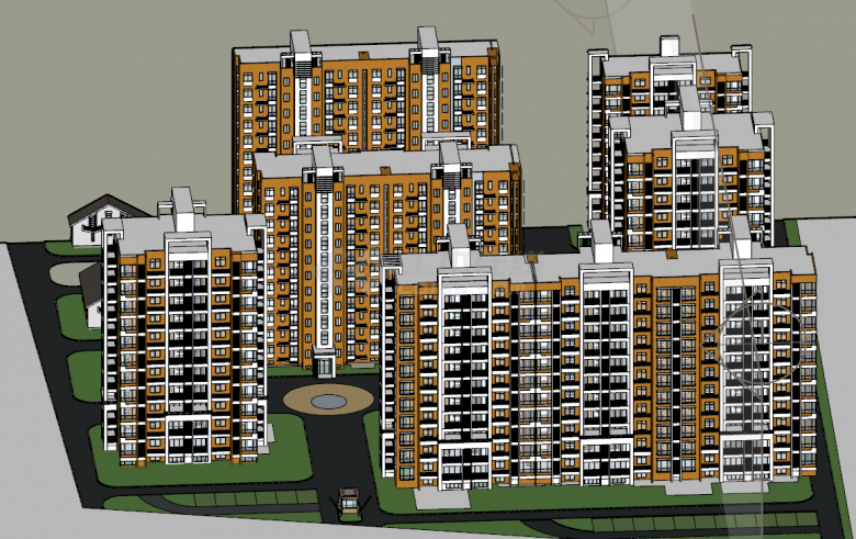 中高层住宅小区建筑su模型-图二