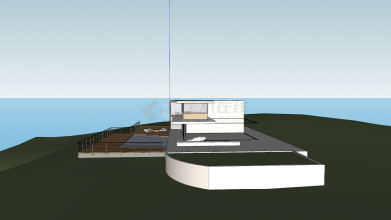 带泳池的双层海景房su模型-图二