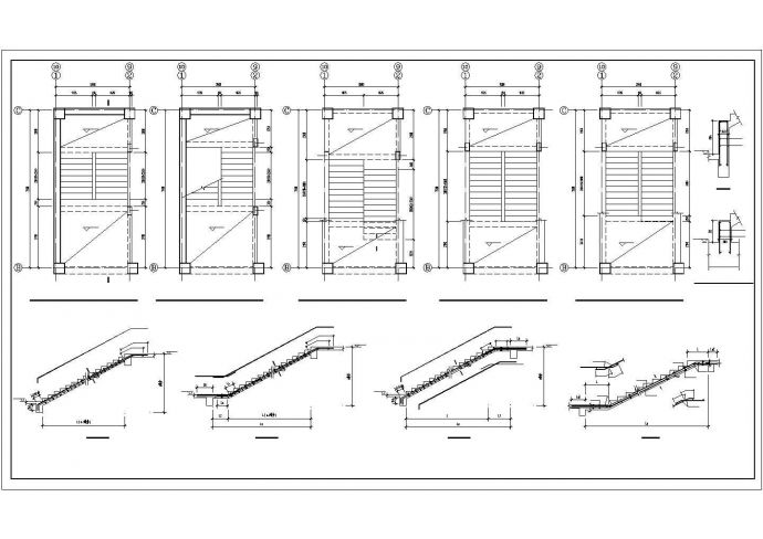 抗震板式楼梯结构图，含平面剖面图及配筋_图1