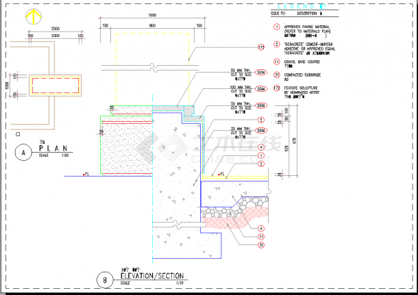 某园林广场花池设计cad施工详图（英文标注）-图一