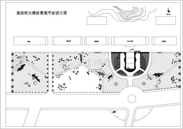 某政府大楼前广场景观绿化规划设计cad总平面施工图（ 含设计说明）-图二