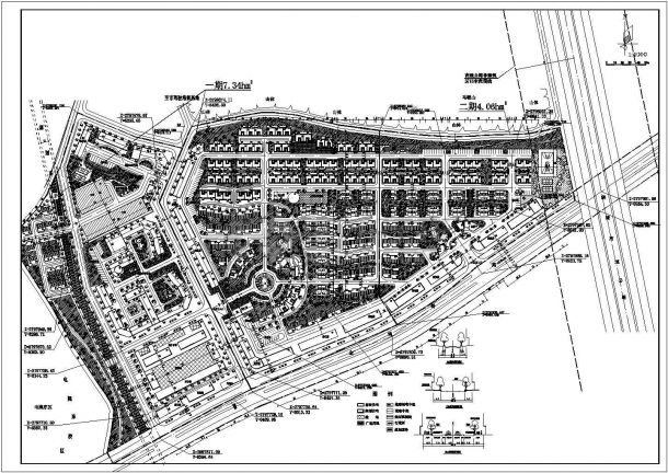 某大型多层高级住宅小区详细规划设计cad总平面方案图-图一