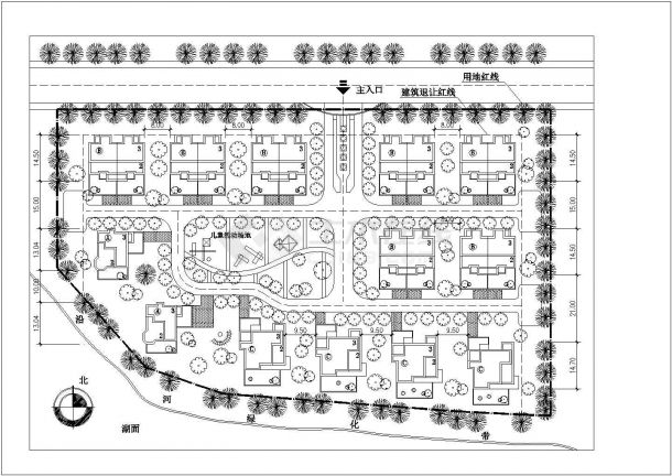 南京市秦淮区新荣别墅小区总平面规划设计CAD图纸-图一