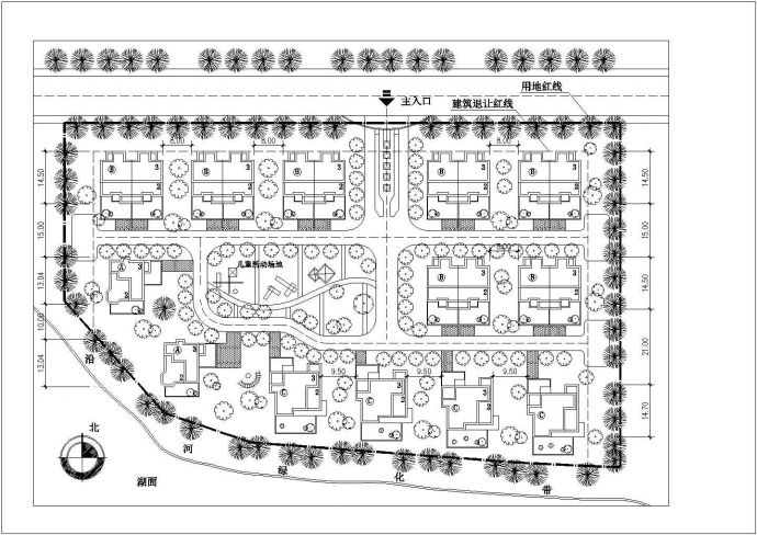南京市秦淮区新荣别墅小区总平面规划设计CAD图纸_图1