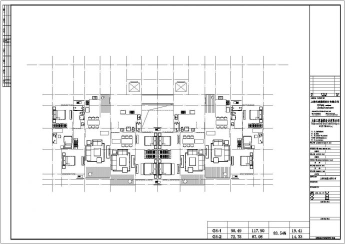 深圳锐尚嘉园小区住宅楼标准层平面设计CAD图纸（1梯4户对称型/117+87）_图1